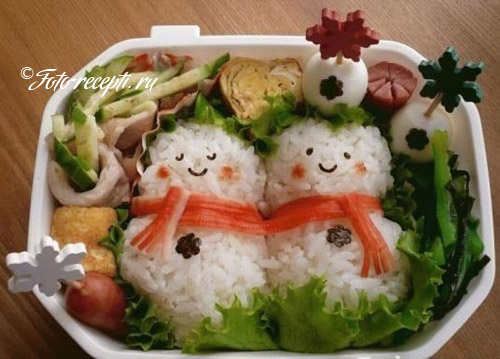 Рисовые снеговики Рисовые снеговики
