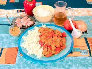 Рецепт  креветок с рисом и карри пошаговый